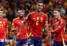 Merino marcó dos goles y España venció a Bulgaria